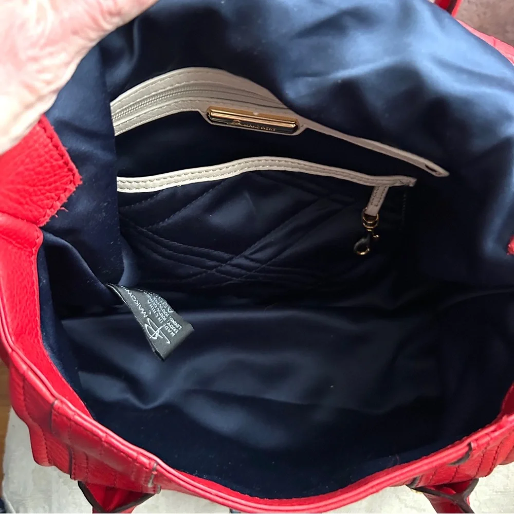 B.Makowsky Red Leather Satchel Bag